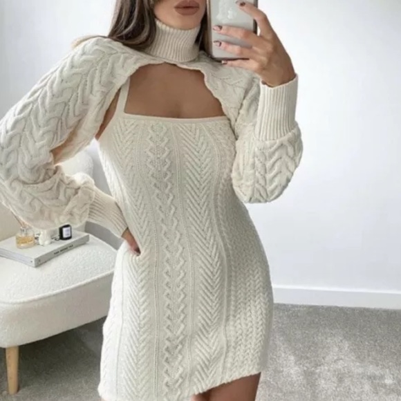 Zara knit arm warmer sweater size medium beige NWT - Picture 3 of 9